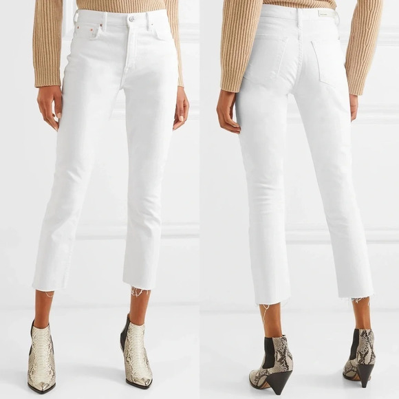 New GRLFRND Reed Cropped Slim Jeans Bronco White NWT Women Denim 31 - Picture 1 of 16